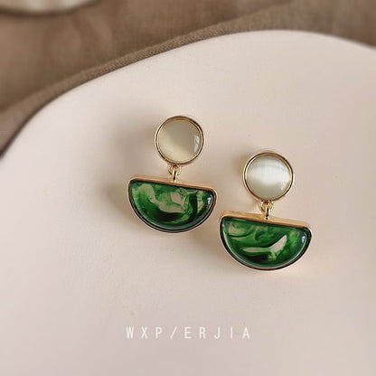 Faux Drop Gemstone Earring Geometric Alloy