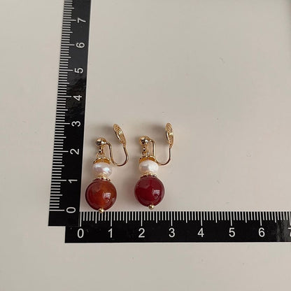 Agate Alloy Pearl Drop Bead Earring Freshwater