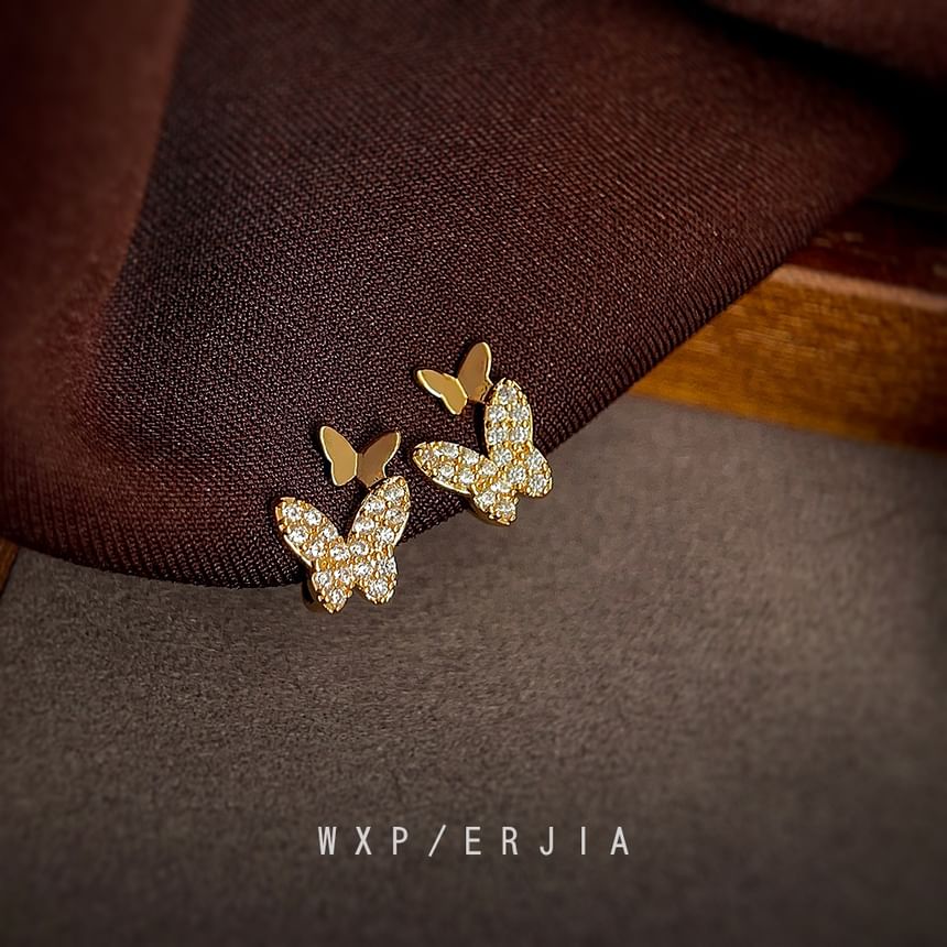 Butterfly Alloy Rhinestone Ear Cuff