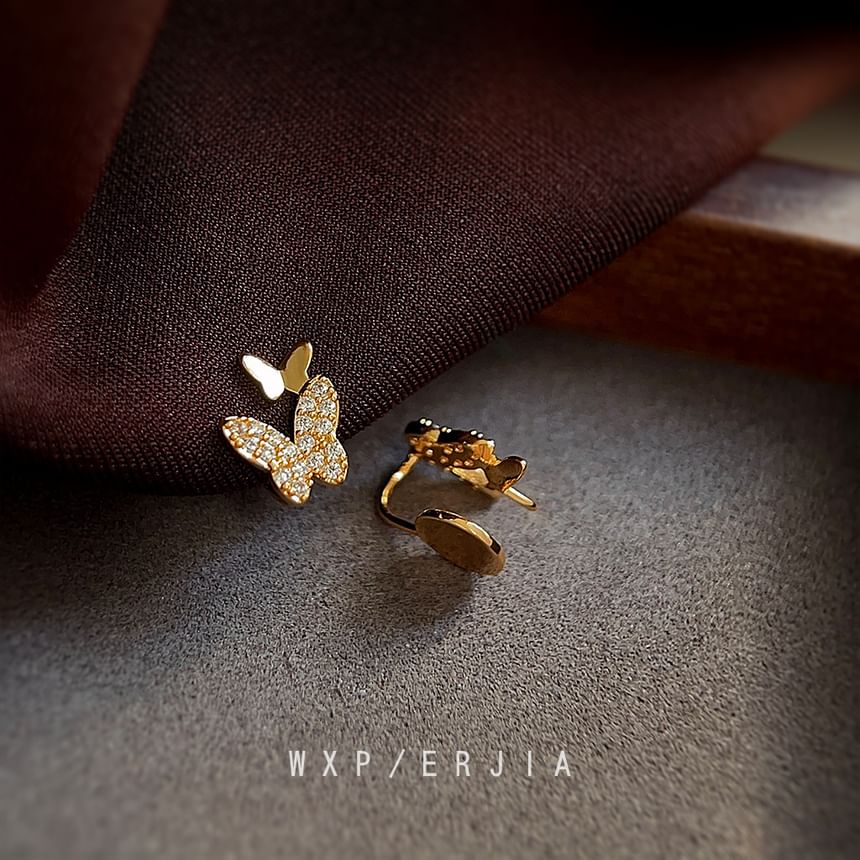 Butterfly Alloy Rhinestone Ear Cuff