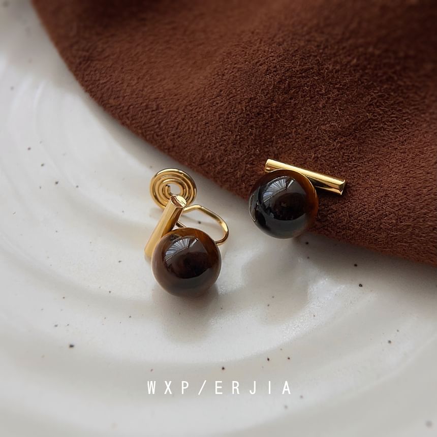 Ear Faux Bead Alloy Cuff Gemstone