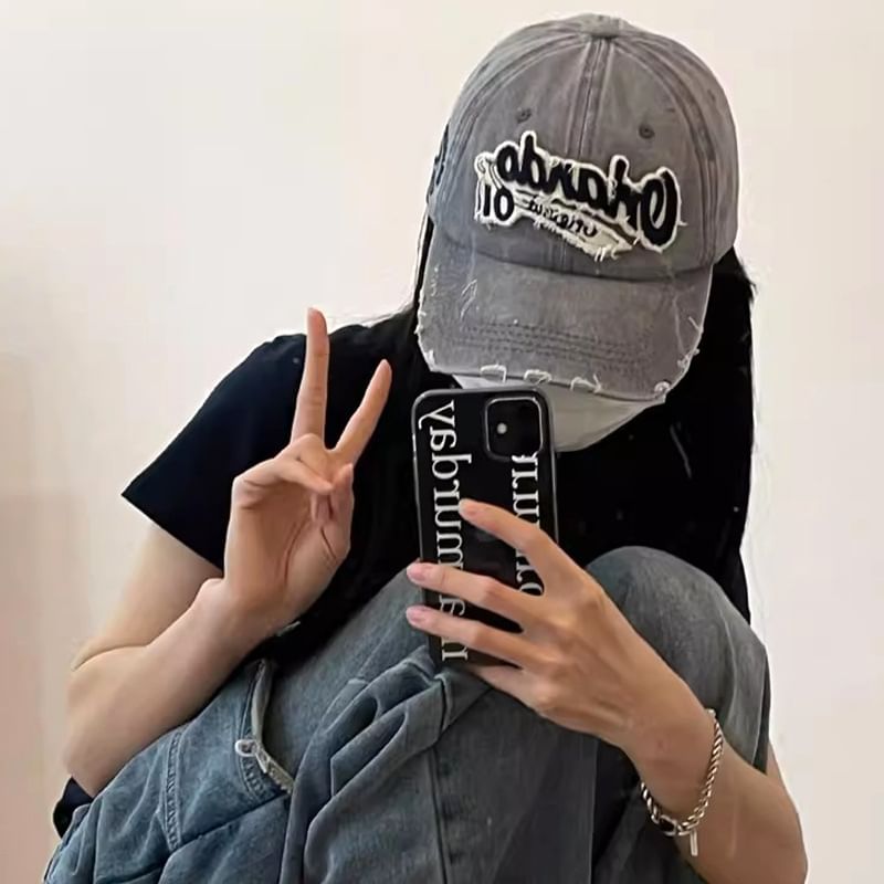 Baseball Cap Distressed Applique Lettering