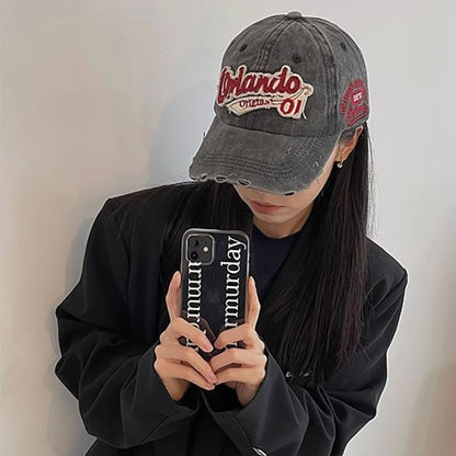 Baseball Cap Distressed Applique Lettering