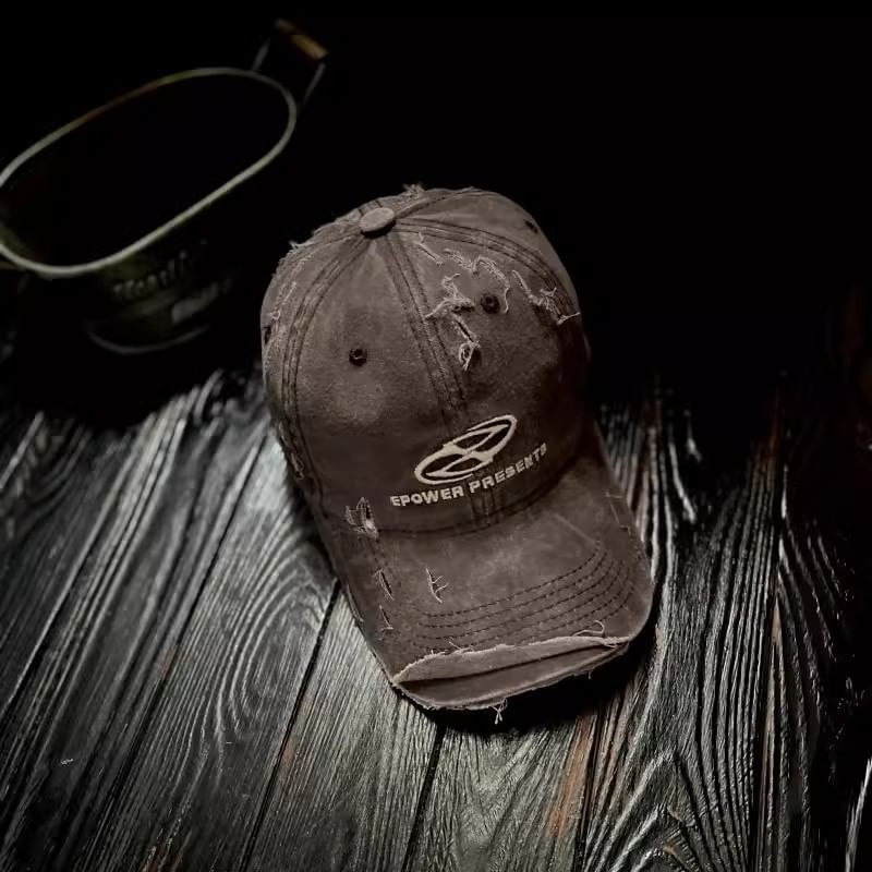 Cap Distressed Embroidered Baseball Lettering