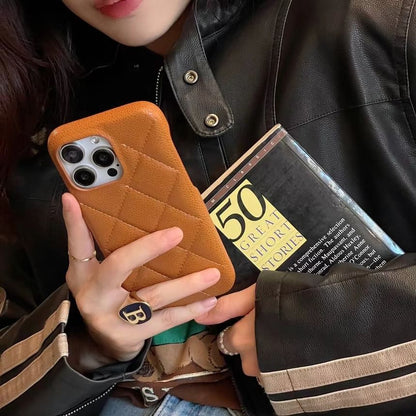 Leather Phone Case Faux Quilted