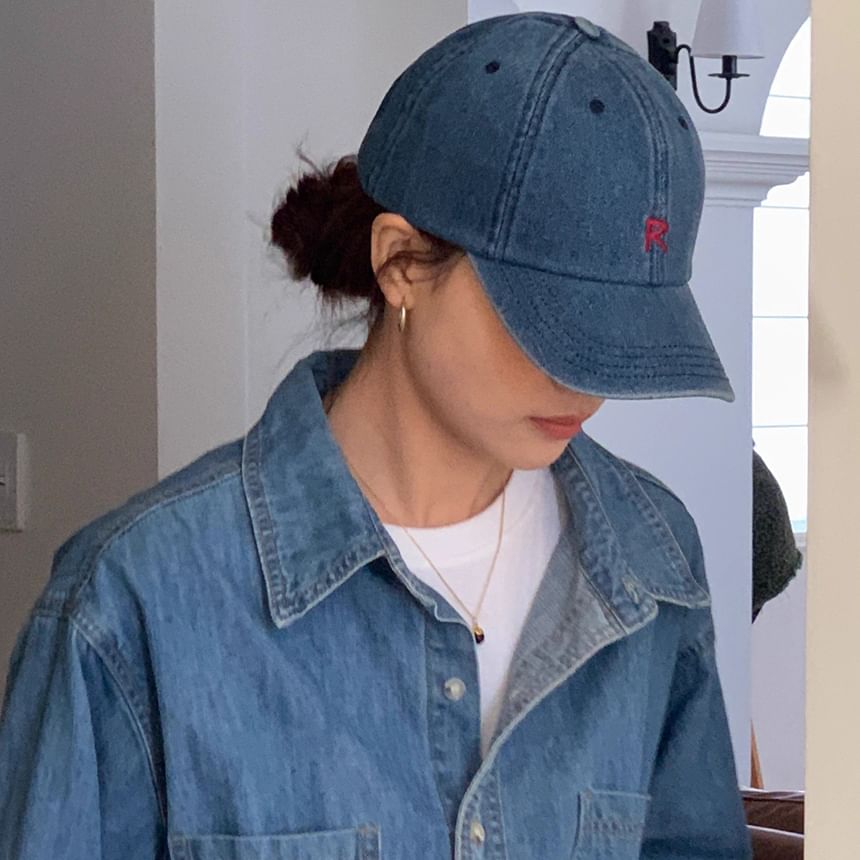 Cap Baseball Washed Lettering Denim