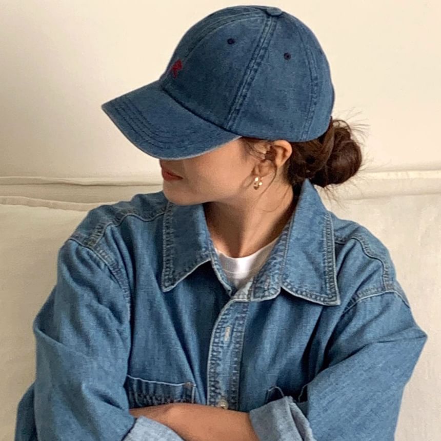 Cap Baseball Washed Lettering Denim
