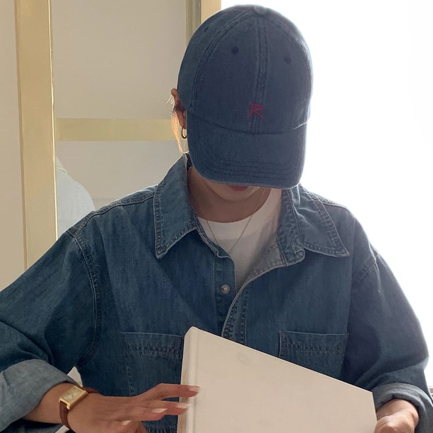 Cap Baseball Washed Lettering Denim