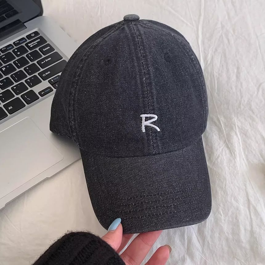 Cap Baseball Washed Lettering Denim