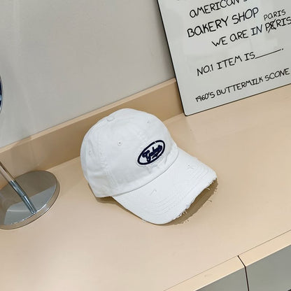Lettering Applique Baseball Cap Distressed