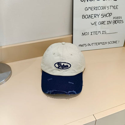 Lettering Applique Baseball Cap Distressed