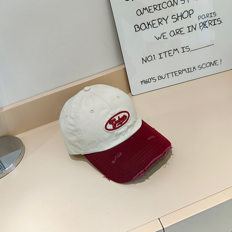 Lettering Applique Baseball Cap Distressed