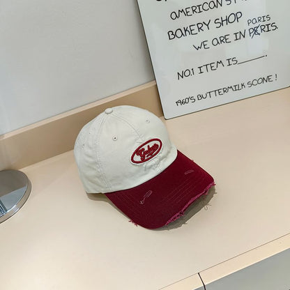 Lettering Applique Baseball Cap Distressed