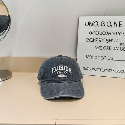 Baseball Lettering Cap Washed Embroidered