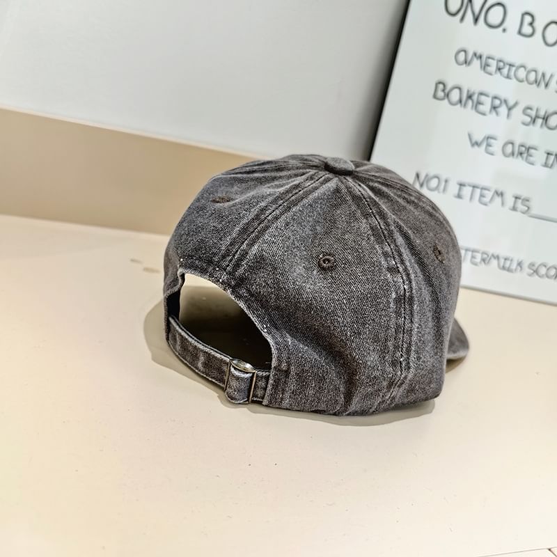Lettering Baseball Washed Cap Embroidered