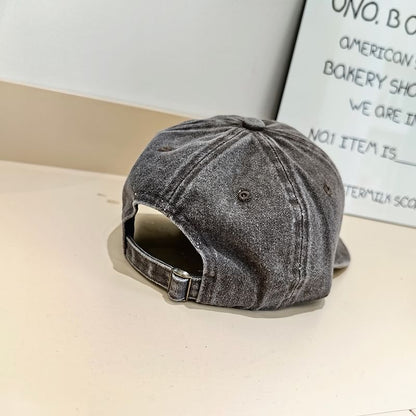 Lettering Baseball Washed Cap Embroidered