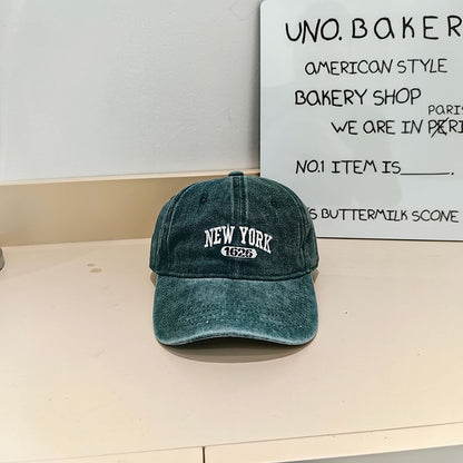 Lettering Baseball Washed Cap Embroidered