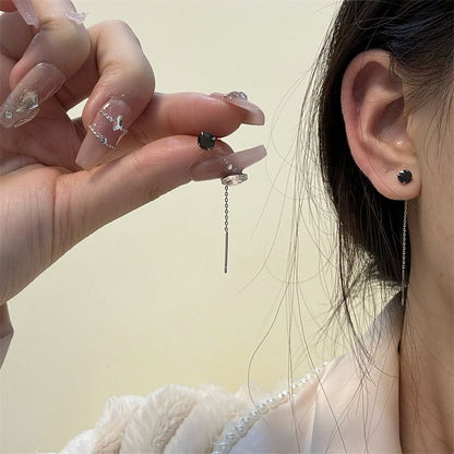 Threader Rhinestone Earring Alloy