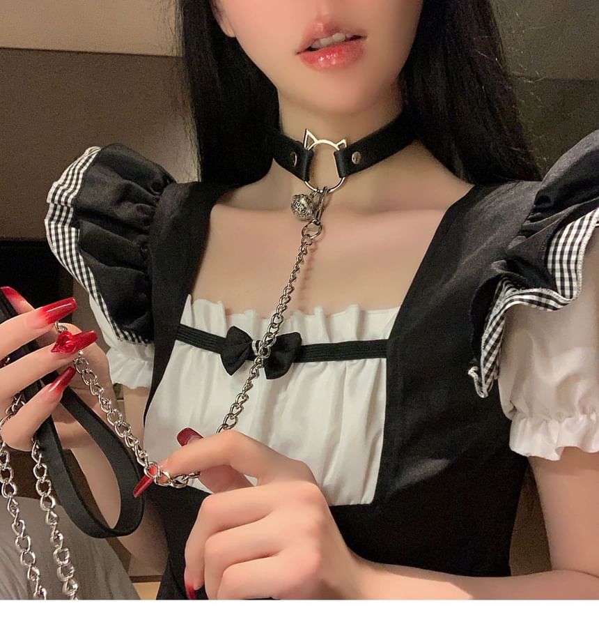 Faux Choker Alloy Leather / Cat Leash