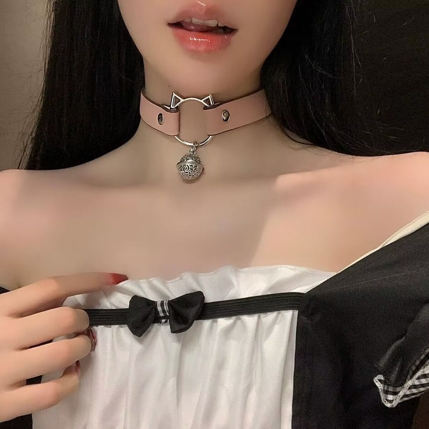 Faux Choker Alloy Leather / Cat Leash