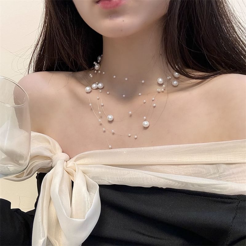 Choker Pearl Layered Faux