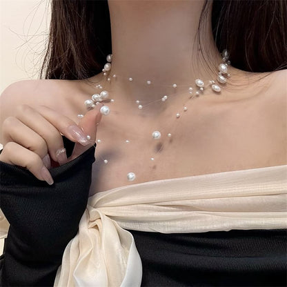 Choker Pearl Layered Faux