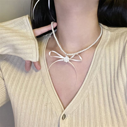 / Drop Earring Snowflake Choker Ribbon