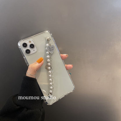 Phone Heart Case Strap Faux Pearl