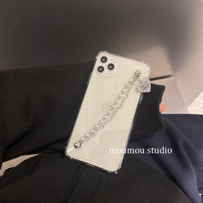 Phone Heart Case Strap Faux Pearl