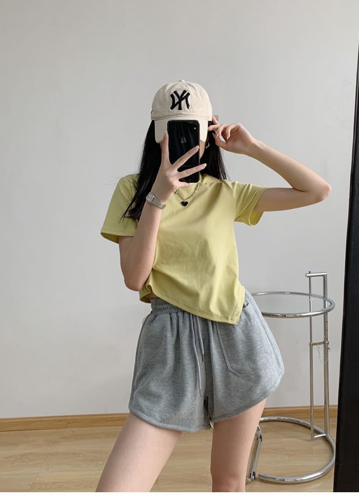 Plain Shorts Waist Drawstring Sweat