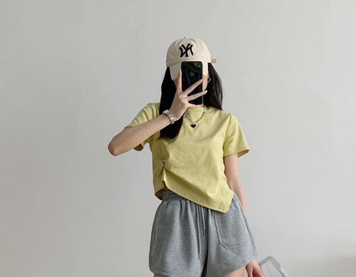 Plain Shorts Waist Drawstring Sweat