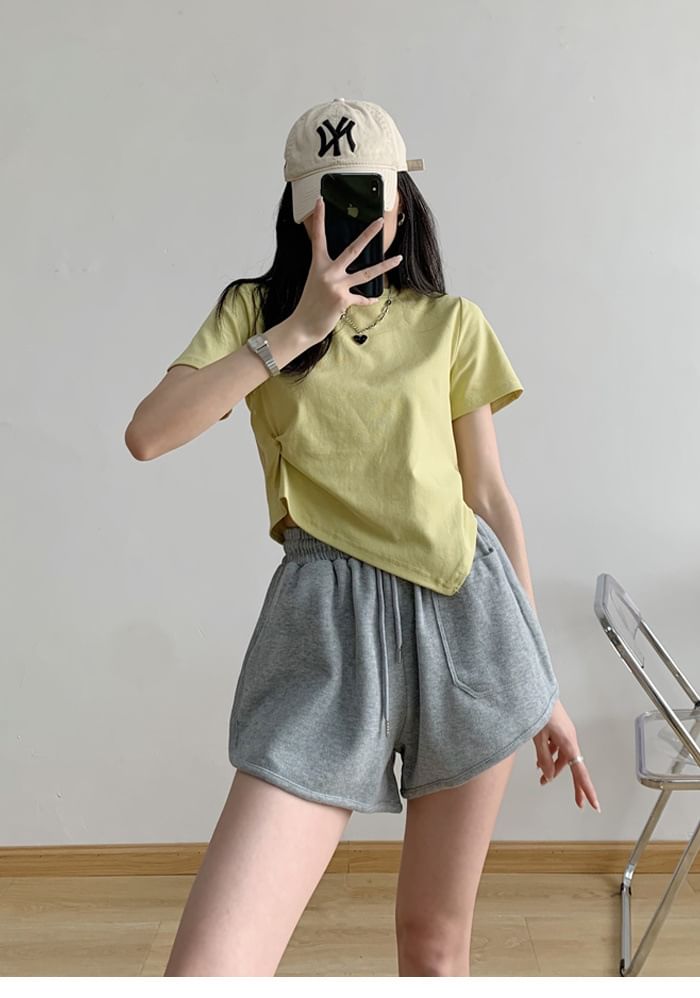 Plain Shorts Waist Drawstring Sweat
