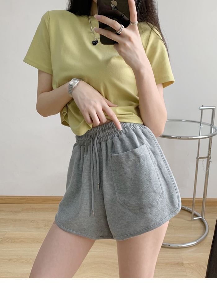 Plain Shorts Waist Drawstring Sweat