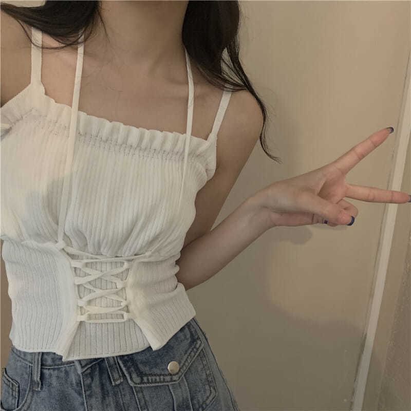 Ruched Camisole Crop Up Plain Top Lace