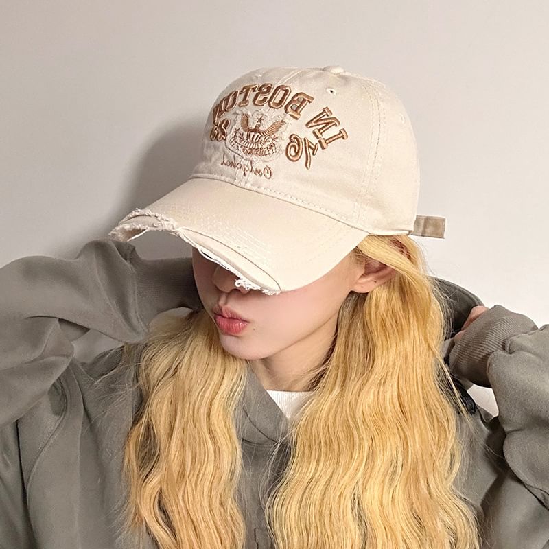 Baseball Distressed Embroidered Cap Lettering