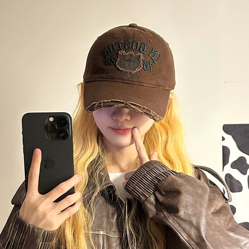 Baseball Distressed Embroidered Cap Lettering