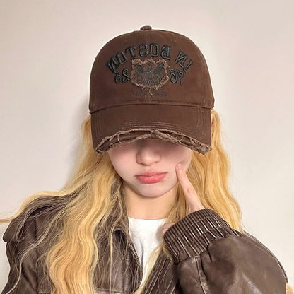 Baseball Distressed Embroidered Cap Lettering