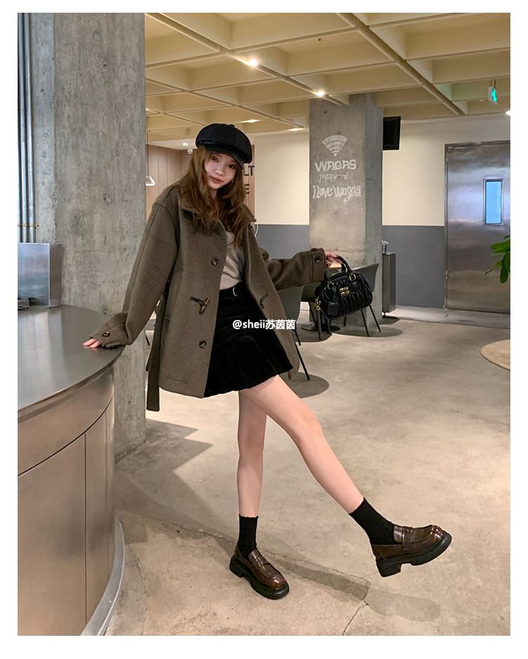 Leather Loafers Chunky Platform Heel Faux