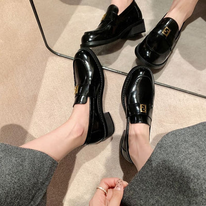 Faux Leather Buckled Loafers