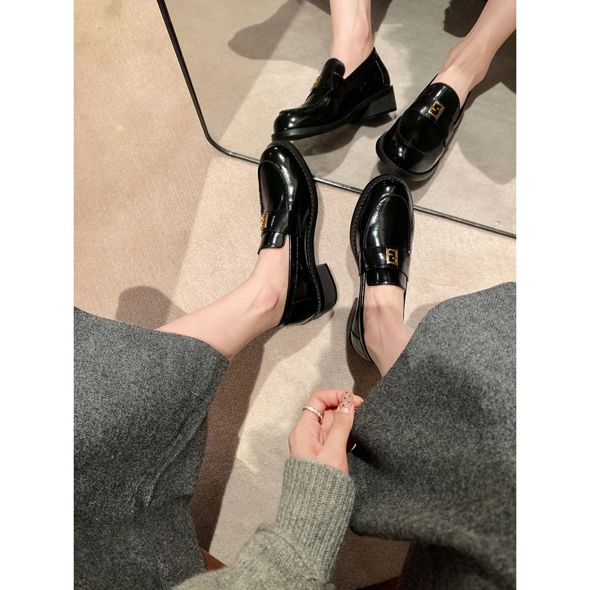 Faux Leather Buckled Loafers