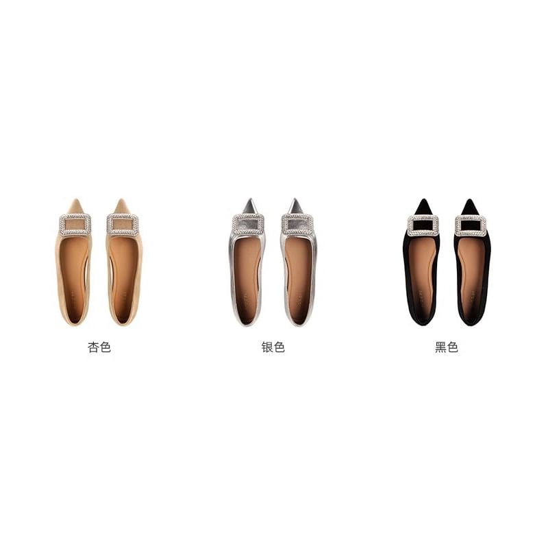 Buckled Flats Pointy Rhinestone