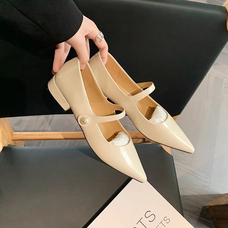 Heel Jane Pointy Mary Pumps Low