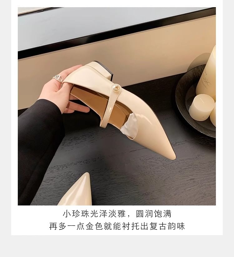 Heel Jane Pointy Mary Pumps Low