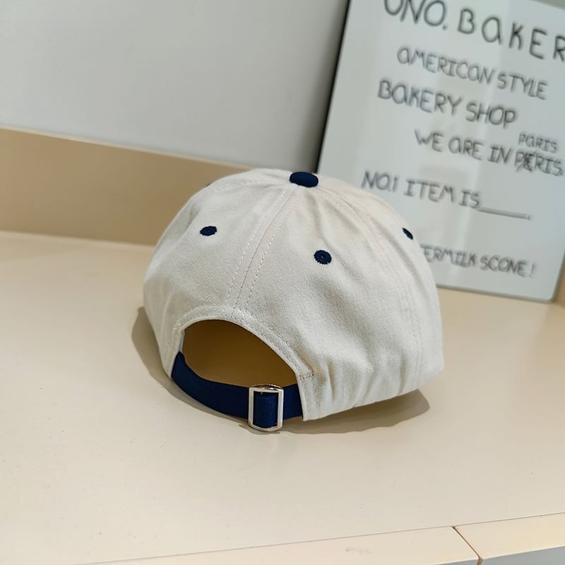Cap Color Embroidered Lettering Short Panel Brim