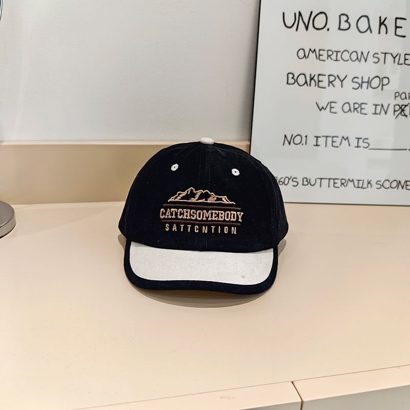 Cap Color Embroidered Lettering Short Panel Brim