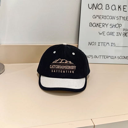 Cap Color Embroidered Lettering Short Panel Brim