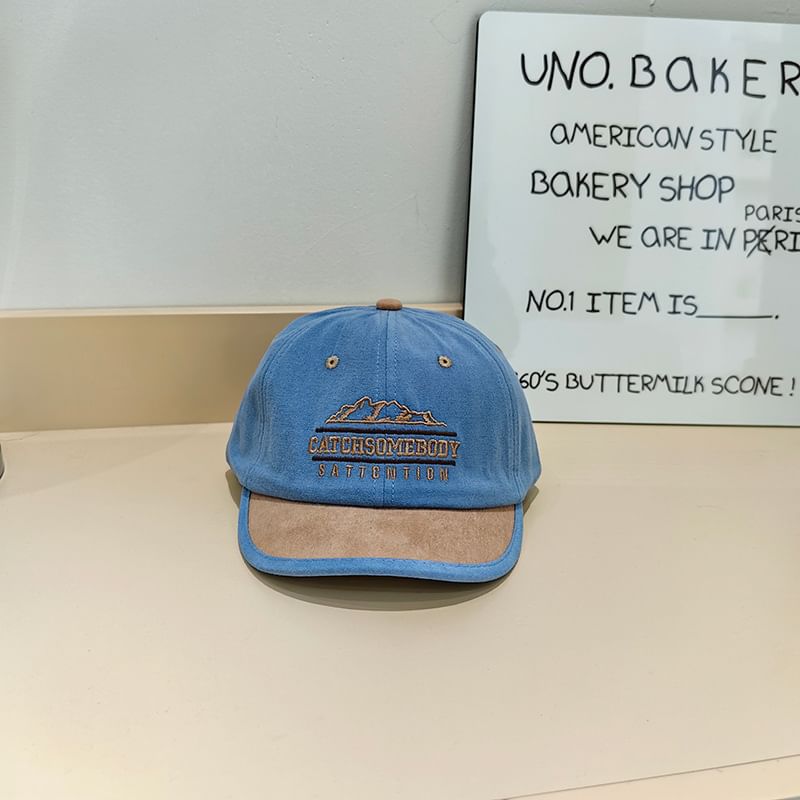 Cap Color Embroidered Lettering Short Panel Brim