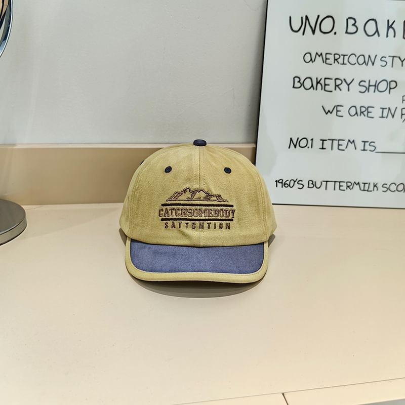 Cap Color Embroidered Lettering Short Panel Brim