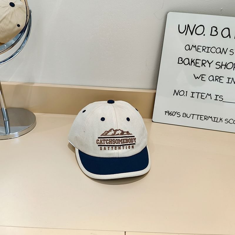 Cap Color Embroidered Lettering Short Panel Brim