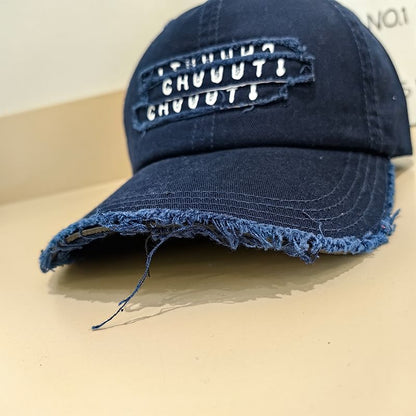 Baseball Embroidered Cap Distressed Lettering
